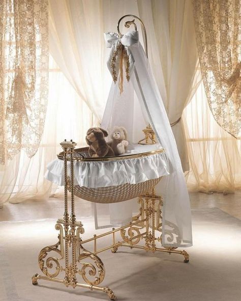 Castle Bedroom Kids, Luxury Bassinet, Victorian Nursery, Luxury Baby Room, Metal Crib, Colorful Room Decor, Classical Furniture, Nursery Room Inspiration, California King Bedding