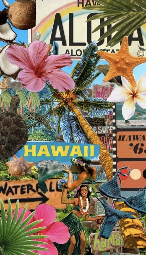 Hawaii Collage Aesthetic, Honolulu Hawaii Aesthetic Wallpaper, Hawaii Astethic Wallpaper, Hawaii Party Aesthetic, Hawaii Background Wallpapers, Hawaii Mood Board, Hawaii Wallpaper Iphone, Hawaii Iphone Wallpaper, Hawaii Aesthetic Wallpaper