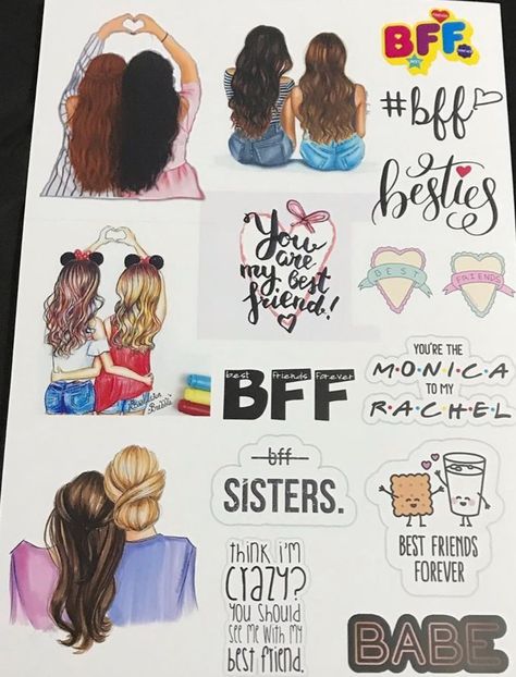 Aesthetic Best Friend Stickers Printable, Sisters Aesthetic Pictures, Best Friend Stickers Printable, Friendship Stickers Printable, Friends Scrapbook Stickers, Bff Stickers Printable, Bestie Stickers, Sisters Pics, Friendship Stickers