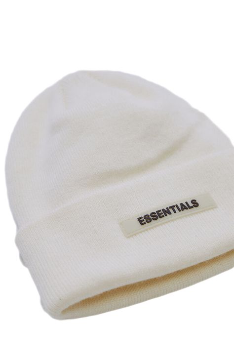 FEAR OF GOD ESSENTIALS Cuff Beanie in White Couture, Haute Couture, Fear Of God Essentials Outfit, Minimalist Clothing Brands, Essentials Brand, Essentials Fear Of God, Cute Beanies, White Beanies, Fear Of God Essentials