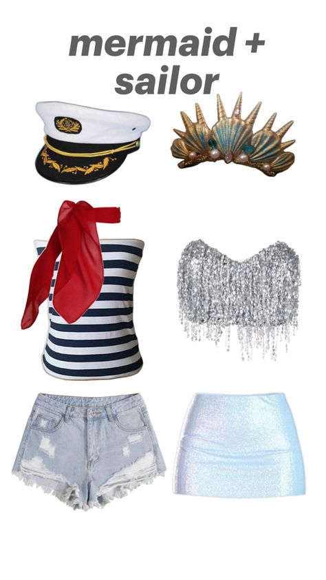 Mermaid Sailor, Sailor Halloween Costumes, Sailor Halloween, Mermaid Halloween Costumes, Unique Couple Halloween Costumes, Halloween Duos, Cute Group Halloween Costumes, Classy Halloween Costumes, Hot Halloween Outfits