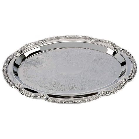 Sterlingcraft KT404S Silver Finish Serving Tray 938 x 638 ** Check this awesome product by going to the link at the image.Note:It is affiliate link to Amazon. Painted Serving Trays, Double Earring, Pyrex Set, Glass Boat, Metal Serving Trays, Serving Tray Decor, Silver Trays, Oval Tray, Small Tray