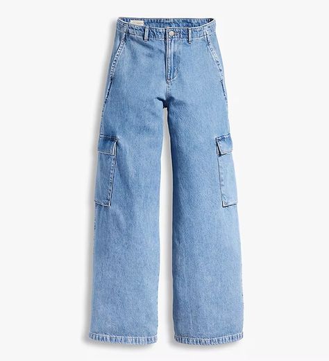 Baggy Cargo Women's Jeans - Medium Wash | Levi's® US Baggy Cargos, Baggy Cargo Jeans, Baggy Cargo Pants, Blue Streetwear, Cargo Jeans, Baggy Fits, Everyday Fashion, Casual Skirts, Dress With Sneakers