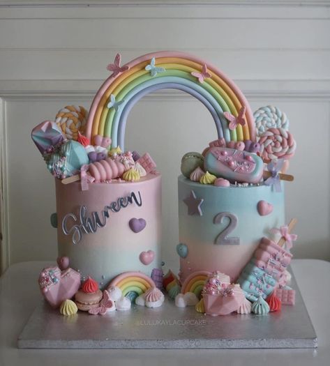 LuluKayla Cakes & Cupcakes (@lulukaylacupcake) • Instagram photos and videos Rainbow Buttercream Cake, Rainbow Buttercream, Candyland Cake, Candy Cake, Cakes Cupcakes, Buttercream Cake, 5th Birthday, 4th Birthday, Bday Party