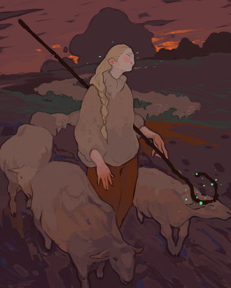 ArtStation - Shepherd’s evening song, Sofia Verigina Writing Pictures, Dragon Age, Cool Artwork, Character Illustration, Character Concept, Aesthetic Art, Art Inspo, Art Style, Cute Wallpapers