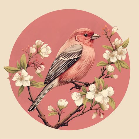 🐦Bring nature into your 🏡 with this 💜beautiful illustration of a New Hampshire purple finch! 🤩 Perfect for bird & nature lovers. 💟Add a unique vintage touch to your art collection. 💝 Botanical Bird Illustration, Birds Illustration Art, Vintage Bird Art, Rosefinch Bird, Finch Illustration, Bird Illustration Design, Bird Art Painting, Vintage Animal Illustration, Vintage Flower Painting