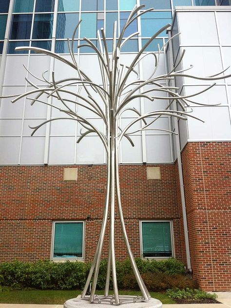 Metal Bird Nest Sculpture, Tree Sculpture Outdoor, Tree Sculpture Art, Metal Tree Sculpture, Tree Installation, Metal Tree Art, Tree Structure, Memory Tree, Wedding Design Decoration