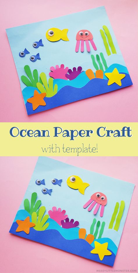 Sea Animal Crafts, Ocean Theme Crafts, Ocean Animal Crafts, Under The Sea Crafts, Construction Paper Crafts, Craft Easy, Sea Crafts, Ocean Crafts, Animal Crafts For Kids