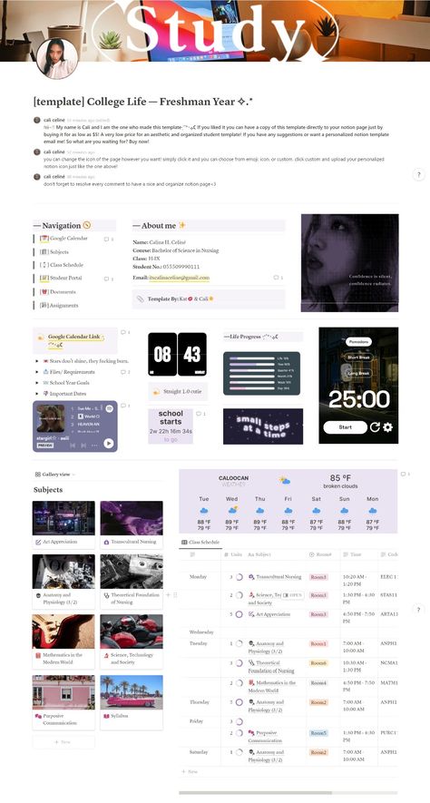 Class Schedule, Assignment Tracker, Lecture Notes, Study Plan, Course Syllabus, Exam Calendar, Research Projects, Reading List, Group Projects, Graduation Checklist, GPA Calculator, Career Planning, Student Organizations, Campus Resources, Budgeting and Expenses, Notion, Nption Template, Organize, Aesthetic, Planner, Notion Widget, Motivation, Inspiration, Template, Purple, Violet, Notion Template For College, Notion Kpop, Planner Widget, Notion Business, Study Planner Free, Class Schedule Template, Reading Template, Notion Ideas, Student Dashboard