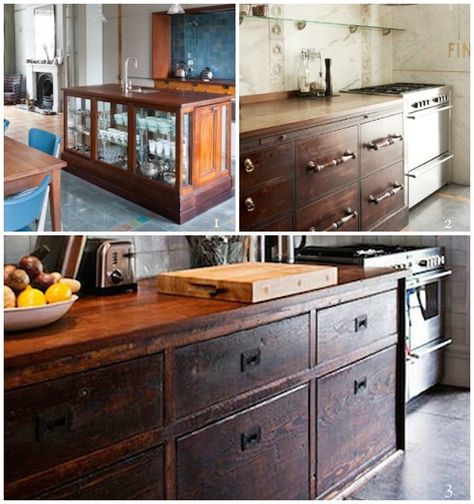 Reclaimed Kitchen Island, Reclaimed Kitchen, Repurposed Kitchen, Traditional Kitchen Island, Rustic Kitchens, Butcher Block Kitchen, Diy Kitchen Remodel, Diy Kitchen Island, Antique Kitchen