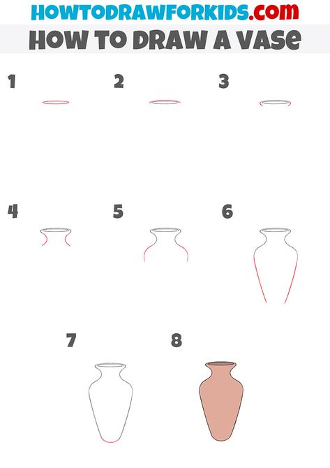 How To Draw A Flower Vase Step By Step, Vase Drawing Step By Step, How To Draw Vase Step By Step, Drawing A Vase, How To Draw Vase, How To Draw A Vase, Vase Drawing Simple, Vase Art Drawing, Drawing Vases