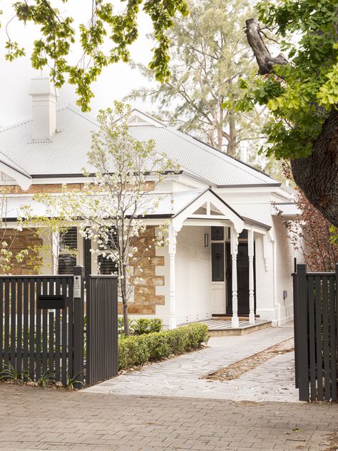 Edwardian Home, South Facing House, Steel Frame Doors, Recycled Brick, Terrazzo Floors, Passive Solar Design, Front Fence, Landscape Inspiration, Solar Design