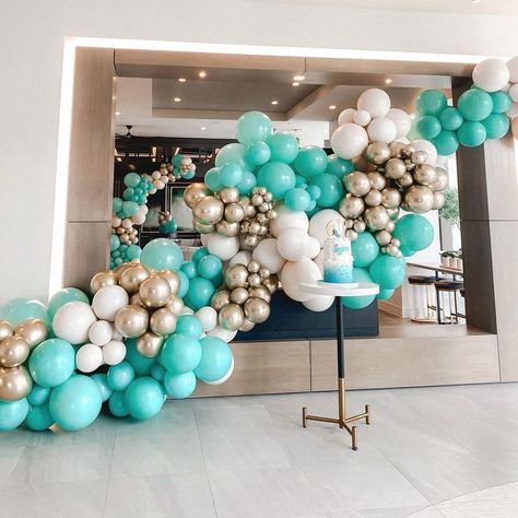 Rooftop Proposal, Teal Balloons, Turquoise Party, Blush Balloons, Birthday 1st, Silver Balloon, Blue Balloon, Metallic Balloons, Diy Balloon