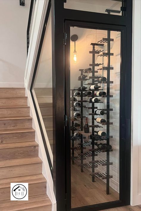 Under the stairs is such an underutilized space, but have you ever dreamed of using it for a wine room? These homeowners wanted this space for their wine collection and the finished product is an absolute beauty! Wine Closet Under Staircase, Under Steps Wine Cellar, Understair Wine Room, Dry Bar Under Stairs, Under The Stairs Wine Storage, Wine Under Staircase, Under Stair Wine Cellar, Wine Rack Under Stairs, Under The Stairs Wine Cellar