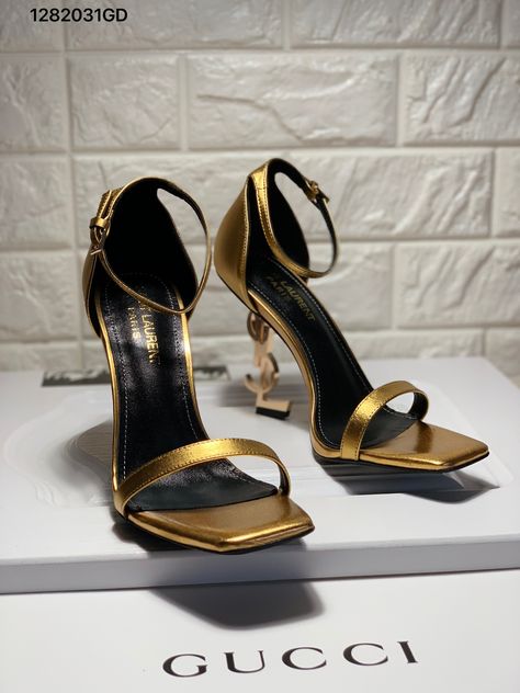 Gold block heels