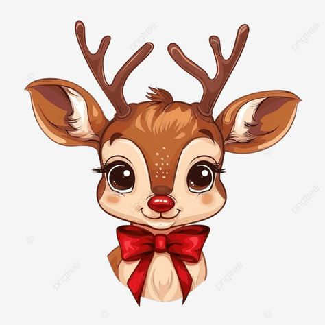 cute red nosed reindeer with bow cartoon deer face reindeer deer christmas png Bow Cartoon, Deer Face, Cartoon Deer, Deer Cartoon, Reindeer Face, Bear Clipart, Deer Christmas, Diy Gnomes, Transparent Image