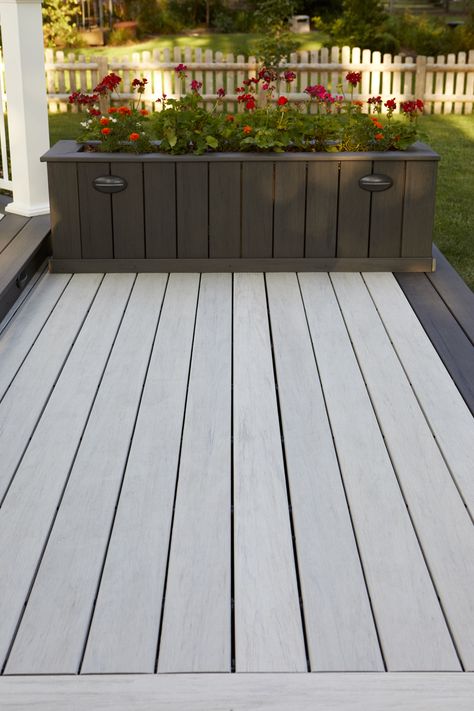 Spring will be here before you know it, so we're breaking down ways to add charm to your deck and patio.   From benches and water structures to planters for your greenery, upgrading your natural surroundings helps create a wonderful backyard experience.   Get ideas for your outdoor oasis.   Decking: Legacy Collection - Whitewash Cedar, (Accent) Espresso Deck With Garden, Whitewash Cedar, Timbertech Deck Colors, Decking Inspiration, Timber Tech Weathered Teak Deck, Timbertech Sea Salt Gray Deck, Timbertech Tigerwood Deck, Outdoor Sound System, Timbertech Weathered Teak Deck