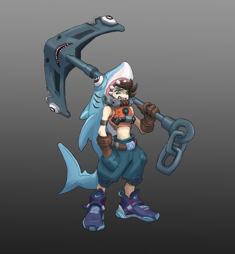 Shark Character Design Concept Art, Human Shark Character Design, Diver Character Design, Shark Superhero, Beach Character Design, Shark Humanoid, Ocean Character Design, Shark Fursona, Shark Character Design