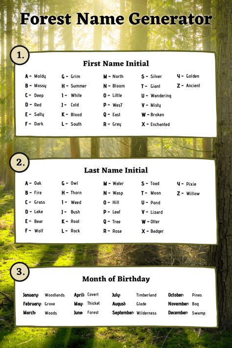 Humour, Road Name Ideas, Naming Fictional Places, Faerie Names Ideas, Forest Related Names, In Game Names Ideas, Fantasy Forest Names Ideas, Fantasy Book Name Generator, Fun Names Ideas