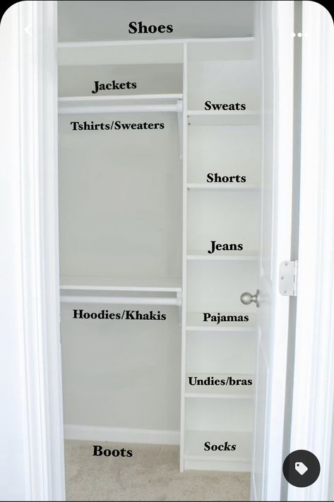 Small Closet With Shelves, Organized Small Closet, Idea For Closet, Ways To Organize Your Closet, Closet With Shelves, Decorating My First Apartment, Closet Organizing Ideas, How To Organize Your Closet, Messy Closet