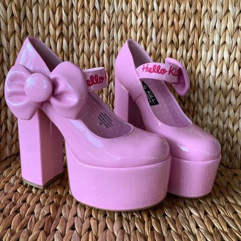 ً on Twitter: "Hello Kitty platforms… " Dollskill Shoes, Mary Jane Platforms, Dolls Kill Shoes, Pink Platform, Dr Shoes, Cat Shoes, Cute Shoes Heels, Pink Platforms, Kawaii Shoes