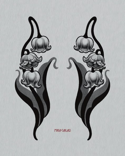 • available design • lily of the valley • symmetrical art nouveau thigh pieces can be tattooed in black and grey or colour 🖤♥️ i’d love to tattoo these! ___________________________________________________ DM OR EMAIL TO BOOK mikacailaotattoo@gmail.com or for something similar/custom BOOKING FORM IN BIO studio located in chippendale @spiderandflytattoo thank you x . . . #artnouveau #artnouveautattoo #tattooapprentice #tattoo #tattoos #tattoodesign #tattooideas #symmetry #symmetricalta... Blackwork Lily Tattoo, Art Nouveau Lily Of The Valley, Symmetrical Thigh Tattoos, Symmetrical Tattoo Design, Symmetrical Back Tattoo, Dainty Tats, Ash Tattoo, Art Nouveau Tattoo Design, Symmetrical Art