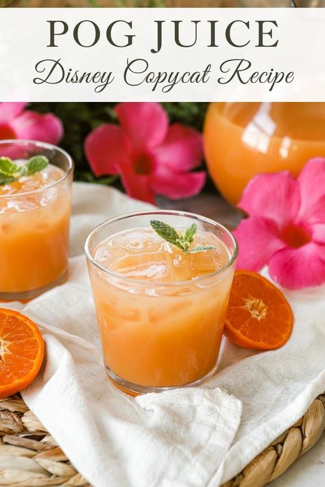 Breakfast Juice Recipe Mornings, Breakfast Juice Recipe, Pog Juice Recipe, Alcoholic Jungle Juice, Summer Drink Recipes Nonalcoholic, Pog Juice, Jungle Juice Recipe, Hawaiian Drinks, Recipes Disney