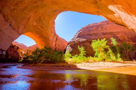 Jacob Hamblin Arch in Coyote Gulch is one of the most memorable sights in Utah's Grand Staircase-Escalante National Monument. (Getty Images) River Photos, Things To Do In Utah, Grand Staircase Escalante, Escalante National Monument, Utah Road Trip, West Coast Road Trip, Capitol Reef National Park, Canyonlands National Park, Road Trip Destinations