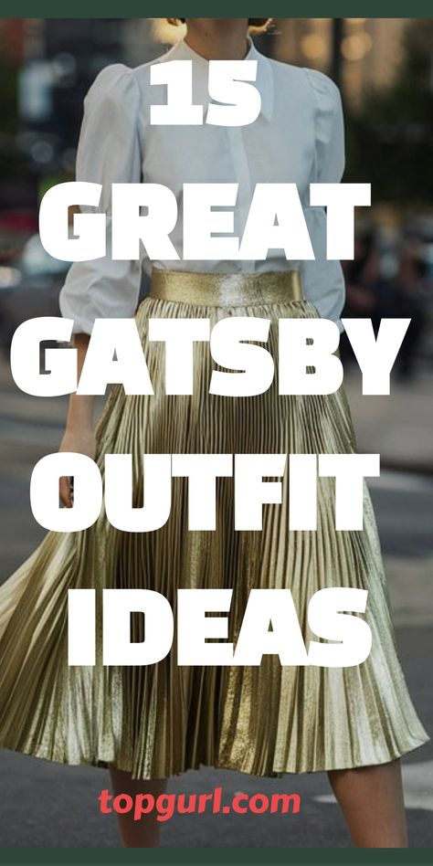 15 Great Gatsby Outfit Ideas: How to Channel Your Inner Flapper. 20s Fashion Gatsby Costume Ideas, Gatsby Pleated Skirt, Flapper Skirt, Great Gatsby Diy Outfit, Flapper Costume Ideas, Great Gatsby Party Outfit Ideas, Gatsby Outfit Ideas, 20s Aesthetic Outfit, Postmodern Jukebox Outfits