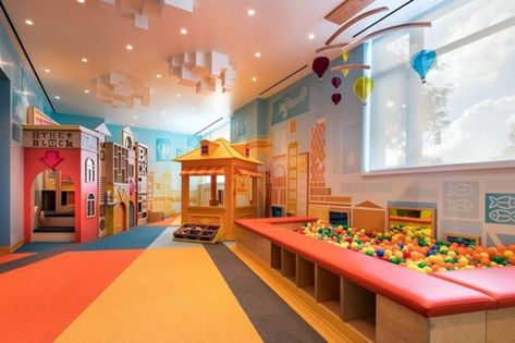 What you need to know about luxury buildings with playrooms Teen Game Rooms, New York City Buildings, Toddler Playroom, Childrens Playroom, Playroom Design, Radiant Floor, Outdoor Playground, Billiard Room, Toy Rooms