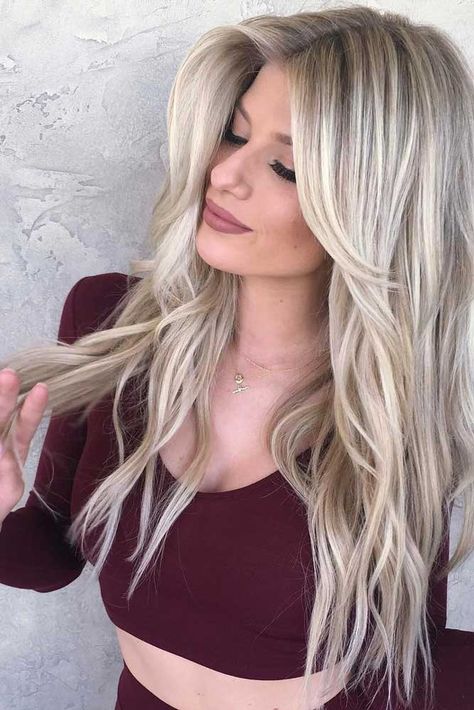 Long Layered Haircut Ideas for Girls Who Wear a Bang ★ See more: http://lovehairstyles.com/long-layered-haircut-bang/ Round Face Hairstyles Long, Champagne Blond, Blonde Foils, Blonde Hair Transformations, Blonde Hair With Bangs, Face Shape Hairstyles, Long Layered Haircuts, Long Blonde, Tape In Hair Extensions