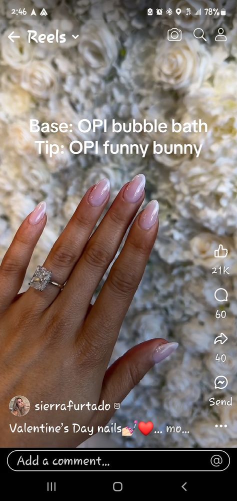 French Tip Funny Bunny, Funny Bunny And Bubble Bath Opi French Tip, Bubble Bath With French Tip, Funny Bunny French Tip, Funny Bunny Bubble Bath Chrome Nails, Bubble Bath French Tip Nails, Funny Bunny French Nails, Bubble Bath French Nails, Bubble Bath Nails Vs Funny Bunny