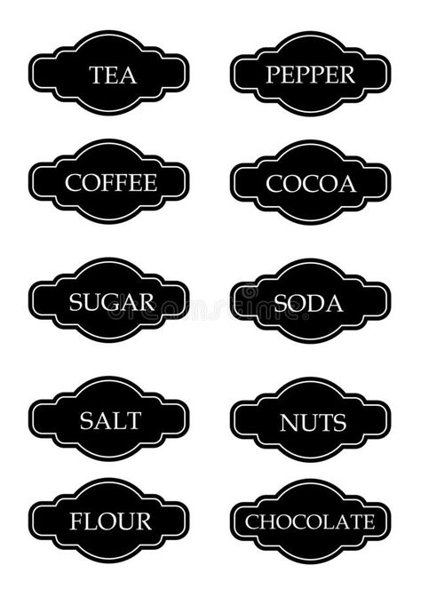 Kitchen Stickers Printable Labels Free, Kitchen Stickers Printable, Spices Stickers, Seasoning Labels, Spice Stickers, Pantry Labels Template, Pantry Labels Printable, Black And White Kitchen Decor, Baking Wallpaper