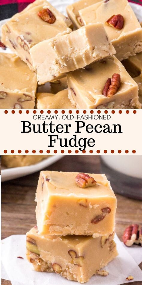 Real Fudge Recipe, Different Fudge Recipes, Pecan Fudge Recipes, Hofflesnoppers Recipe, Fudge Ideas, Butter Pecan Fudge, Butter Pecan Fudge Recipe, Fudge Homemade, Biscotti Cheesecake