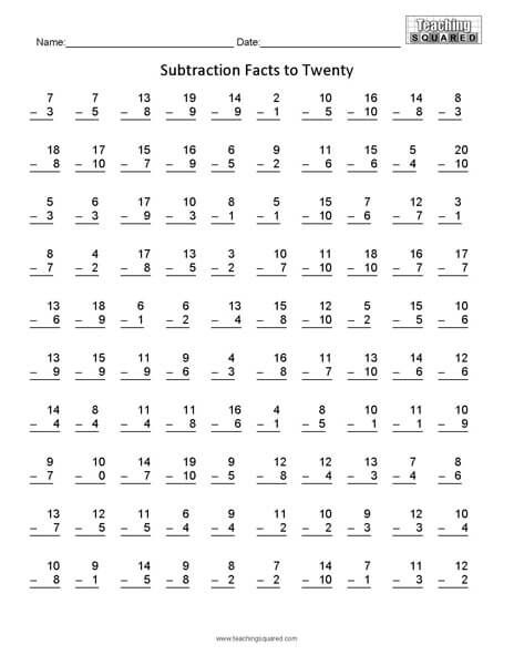 Subtraction Up To 20 Worksheets, Babysitting Worksheets, Subtraction For Grade 1, 2nd Grade Addition And Subtraction, Subtraction Within 20 Worksheets, Basic Subtraction Worksheets, Subtraction Facts To 20, Children Worksheets, Subtraction Facts Worksheet