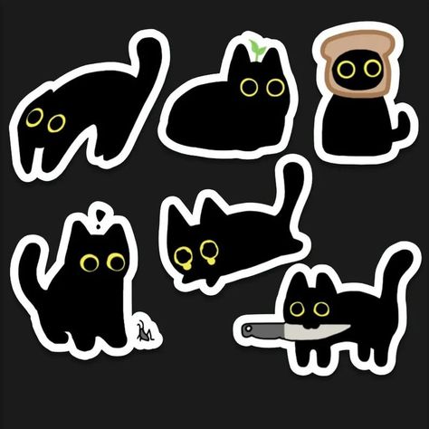 Cute Black Cat Sticker Set 6 Ct. Glossy Vinyl Waterproof Cute & Funny Animal Meme Stickers for Water-bottles, Laptops, Gifts Etc. Cat Drawing Sticker, Black Cat Stickers Printable, Funny Cat Stickers Printable, Black Cat Cute Drawing, Black Cat Chibi, Black Cat Doodles, Cute Cat Stickers Printable, Cute Black Cat Drawing, Black Cat Drawings