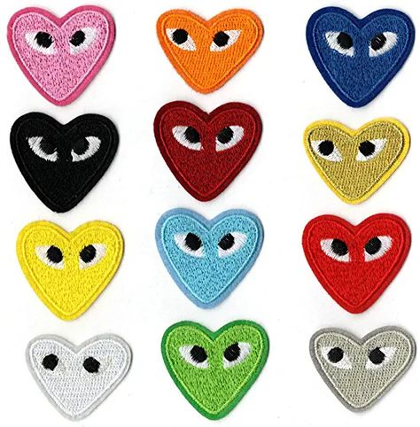 Senior Jackets Patches, Eyes Patches, Diy Jeans Crafts, Heart With Eyes, Iron On Letter Patches, Senior Jackets, Applique Clothes, Cartoon Heart, Cute Patches