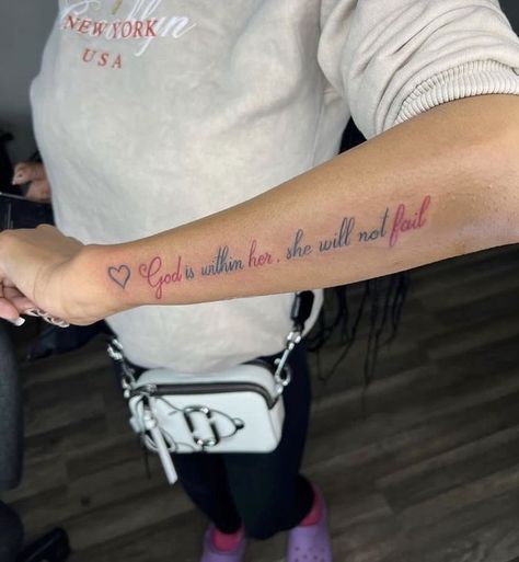 Cute Tattoos For Black Women On Arm, Quotes On Forearm Tattoo, Four Arm Tattoos For Women Quotes, Small Arm Tattoos For Black Women, Back Side Of Arm Tattoo Women, Small Tattoos Black Women Arm, Word Tattoos On Arm For Women, Word Tats For Women, Tattoo Inspo Forearm