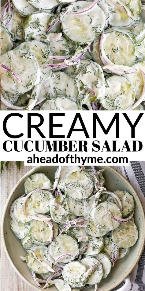 Recipe With Sour Cream, Cucumber Dill Salad, Salad Recipes Low Carb, Creamed Cucumbers, Salad Cream, Cucumber Salad Recipe, Creamy Cucumber Salad, Creamy Cucumbers, Sour Cream Recipes