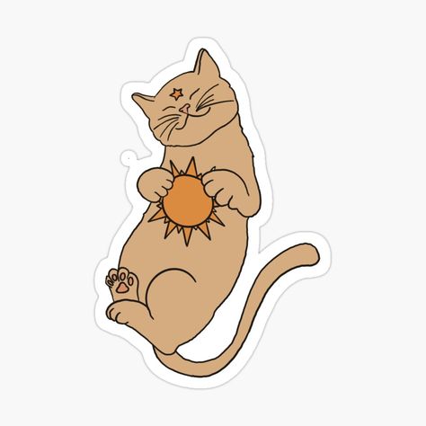 Cat And Sun Tattoo, Sun Cat Tattoo, Cat Sun Tattoo, Sun Tattoo Designs, Sun Sticker, Sun Painting, Sun Tattoos, Mug Ideas, Redbubble Stickers