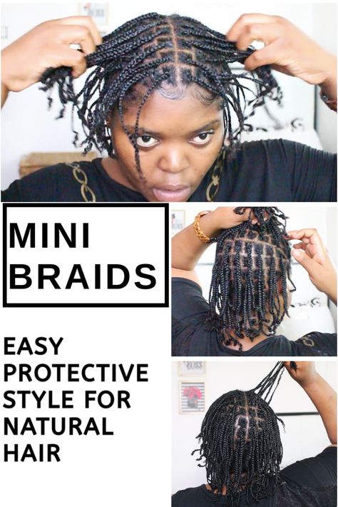 Looking for an easy protective style without extension? This is a great protective style for growth and length retention. #minibraids #minitwiststyles #protectivestyles #quarantinestlyes #minibraidsonnaturalhair #noextensions #easyprotectivestyle #braids #knotlessboxbraids #boxbraids #naturalhairstyles #naturalhairstylesforshorthair Natural Braided Hairstyles Without Weave For Women, Mini Braids On Relaxed Hair, Short Mini Braids Natural Hair, Mini Braids Natural Hair Short 4c, Braids Without Extensions Natural Hair, 4c Mini Braids, Natural Braided Hairstyles Without Weave For Short Hair, Box Braids Without Extensions, Braided Hairstyles Without Extensions