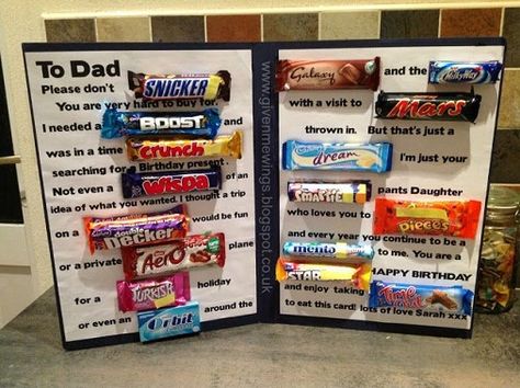 15 Best Birthday Gifts for Dad That Make Him Feel Special Birthday Message For Mother, Candy Birthday Cards, Birthday Dogs, Homemade Birthday Gifts, Candy Card, Birthday Presents For Dad, Chocolate Card, Birthday Card Messages, Anniversaire Diy