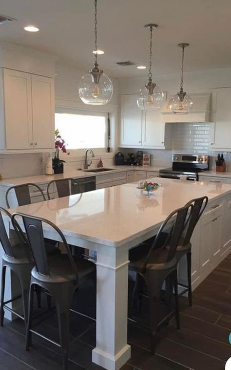 Kitchen Dining Room Combo, Diy Remodeling, Kitchen Island Dining Table, Kitchen Island Bench, Kitchen Island Table, White Kitchen Island, Kitchen Island Decor, Modern Kitchen Island, Kitchen Island With Seating