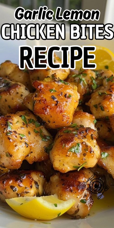 Garlic Lemon Chicken Bites Lemon Garlic Chicken Tenderloins, Easy Baked Chicken Bites Recipes, Lemon Pepper Chicken Bites Air Fryer, Chicken Bites Crockpot Recipes, Sheet Pan Lemon Garlic Chicken, Lemon And Garlic Chicken Bites, Chicken Bites Stove Top, Lemon Garlic Chicken Bites, Baked Chicken Bites Recipes