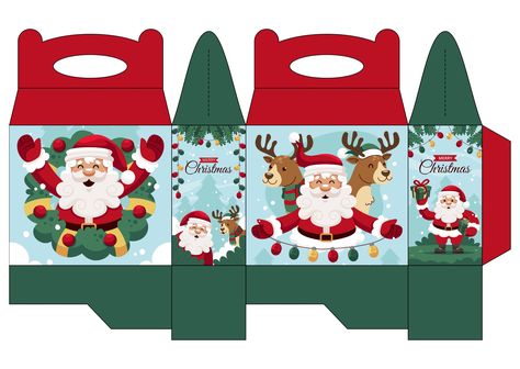 Christmas Gift Basket Ideas Diy, Christmas Gable Boxes, Paper Box Template Free Printable Gift Bags, Santa Box Ideas, Christmas Favor Boxes, Gift Bag Templates Free Printables, Candy Box Template Free Printable, Gable Box Template Free Printable, Box Template Printable Free Patterns