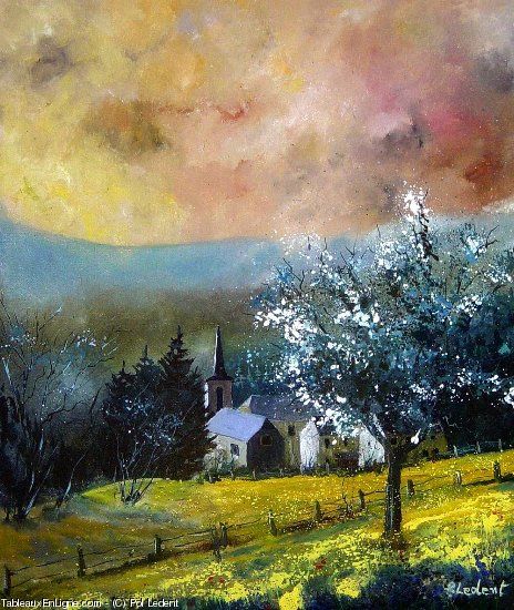 Artwork >> Pol Ledent >> Printemps à Gendron #artwork, #masterpiece, #painting, #contemporary, #art, #nature, #trees, #sky Peisaj Abstract, Home Decor Paintings, Original Landscape, Abstract Landscape, Artist Studio, Sale Artwork, Art Wallpaper, Buy Art, Landscape Paintings