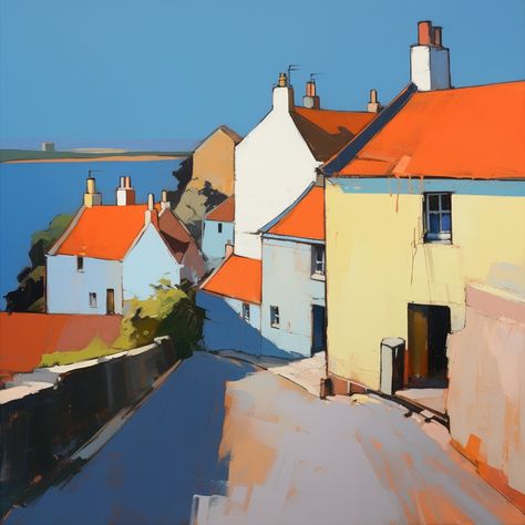 Croquis, Culross Fife, Scottish Village, Scottish Landscape Painting, Ireland Cottage, Scottish Painting, Fife Scotland, Great Works Of Art, Contemporary Art Painting