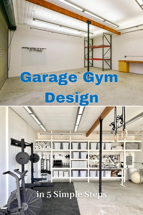 Transform your space into the ultimate home gym space! Our step-by-step guide simplifies home gym setup. Dive in and kickstart your fitness journey now!" Garage Gyms Ideas Layout, Garage Gym Setup, Half Garage Gym Ideas, Garage Gym Ideas Layout, Small Basement Gym, Half Garage Gym, Garage Gyms, Gym Space, Dream Home Gym