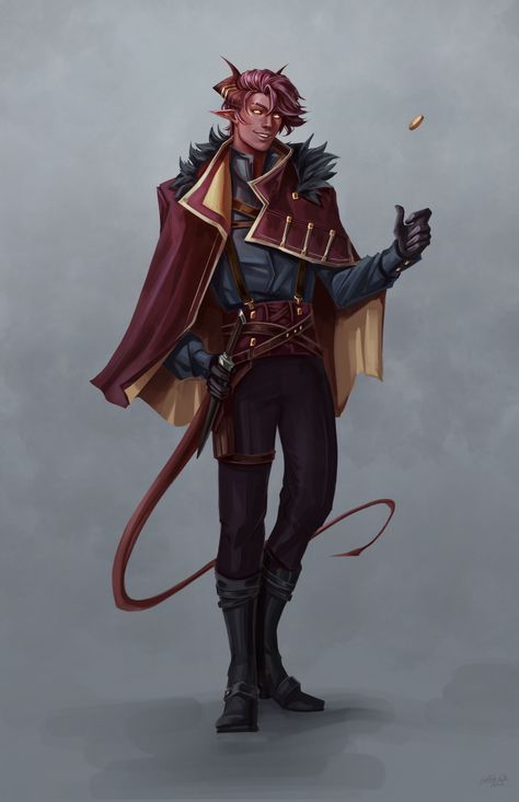 Tiefling Circus, Circus Character Design Male, Dnd Casino, D&d Armor, Dnd Circus Character, Rogue Character Art, Tiefling Character Art, Swashbuckler Rogue, Tiefling Rogue