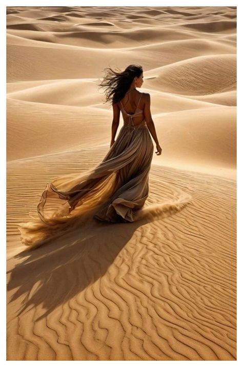 Fashion Desert Photography, Sahara Desert Photoshoot, Dubai Desert Poses, Desert Fashion Campaign, Sand Dunes Photoshoot Outfits, Desert Pose Ideas, Sand Dunes Photoshoot Models, Sahara Photoshoot, Desert Portrait Photography